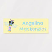 Schattigee blauw en roze libel cartoon gepersonali labels (Design 2)