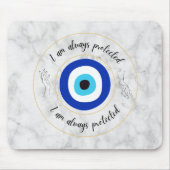 Schattigee Blauw Marmer Grieks Oog Goud Typografie Muismat (Voorkant)