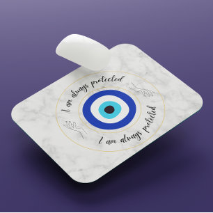 Schattigee Blauw Marmer Grieks Oog Goud Typografie Muismat