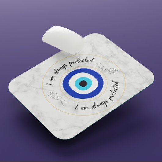 Schattigee Blauw Marmer Grieks Oog Goud Typografie Muismat