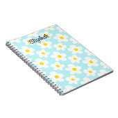 Schattigee blauw retro madeliefjes girly journalin notitieboek (Rechterzijde)