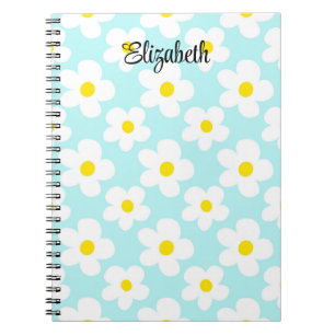Schattigee blauw retro madeliefjes girly journalin notitieboek