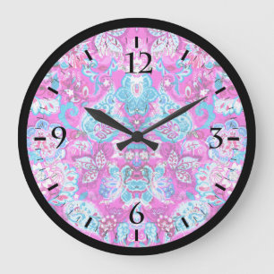 Schattigee blauw roze bloemen iedereen grote klok