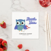 Schattigee Blauwe Afstuderen Uil met Diploma Afstu Servet (Insitu)