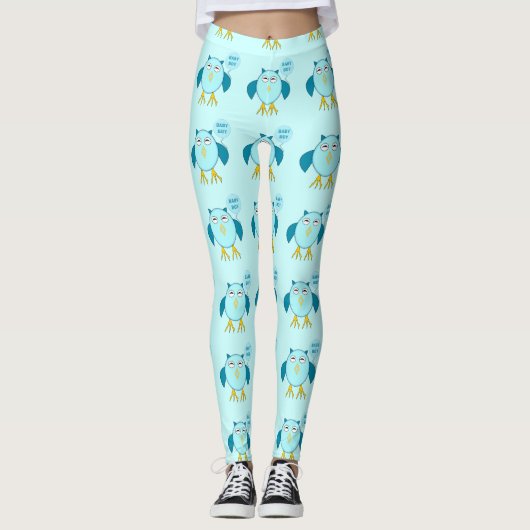 Schattigee Blauwe Baby Boy Uil Leggings (Voorkant)