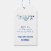Schattigee Blauwe Baby Illustratie Dank u Cadeau L Cadeaulabel (Voorkant)