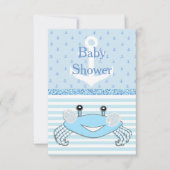 Schattigee Blauwe Baby Jongen Krab Beachy Douche I Kaart (Voorkant)