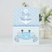 Schattigee Blauwe Baby Jongen Krab Beachy Douche I Kaart (Staand voorkant)