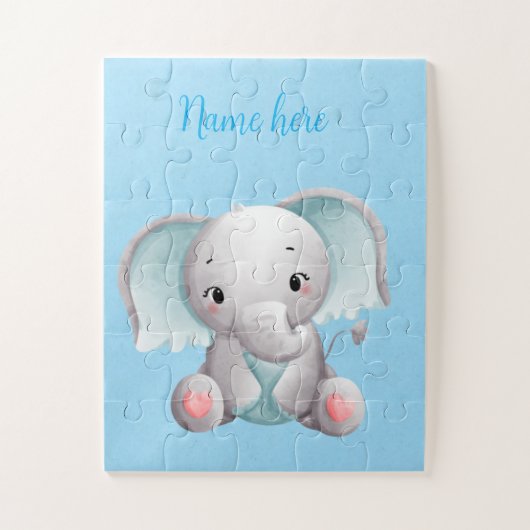 Schattigee blauwe baby legpuzzel (Verticaal)
