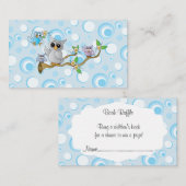 Schattigee Blauwe Baby Uilen Baby shower Boek Raff Informatiekaartje (Voorkant / Achterkant)