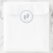 Schattigee Blauwe Baby voetafdruk Boy envelop afdi Ronde Sticker (Tas)
