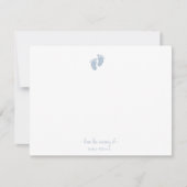 Schattigee Blauwe Baby voetafdruk Boy Nursery Bedankkaart (Voorkant)