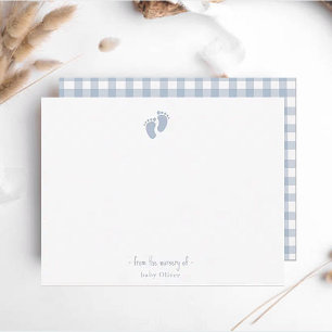 Schattigee Blauwe Baby voetafdruk Boy Nursery Bedankkaart