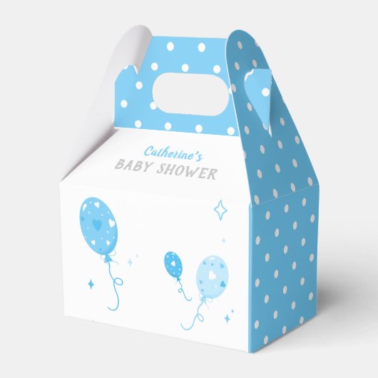 Schattigee Blauwe Ballonnen Favor Box Baby shower Bedankdoosjes (Voorkant Zijde)