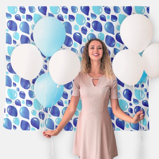 Schattigee Blauwe Balloon Pattern Baby shower Acht Wandkleed