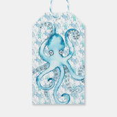 Schattigee Blauwe & Blauwgroen Octopus Baby shower Cadeaulabel (Achterkant)