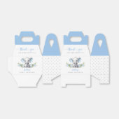 Schattigee Blauwe Bloemen Olifant Baby Boy Shower Bedankdoosjes (Uitgevouwen)