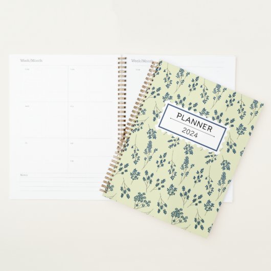 Schattigee Blauwe Bloemen Patroon Planner (Display)