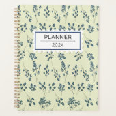 Schattigee Blauwe Bloemen Patroon Planner (Voorkant)