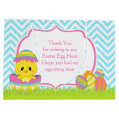 Schattigee Blauwe Chevrons Paashaas Easter Egg Hun Groot Cadeauzakje (Achterkant)