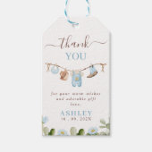 Schattigee Blauwe Clothesline Cactus Cowboy Baby s Cadeaulabel (Voorkant)