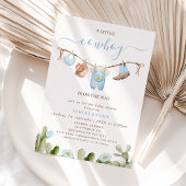 Schattigee Blauwe Clothesline Cactus Cowboy Baby s Kaart