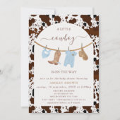 Schattigee Blauwe Clothesline Koe Print Cowboy Bab Kaart (Voorkant)