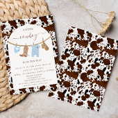 Schattigee Blauwe Clothesline Koe Print Cowboy Bab Kaart