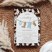 Schattigee Blauwe Clothesline Koe Print Cowboy Bab Kaart