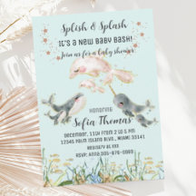Schattigee Blauwe Dieren Onder het Zee Baby shower