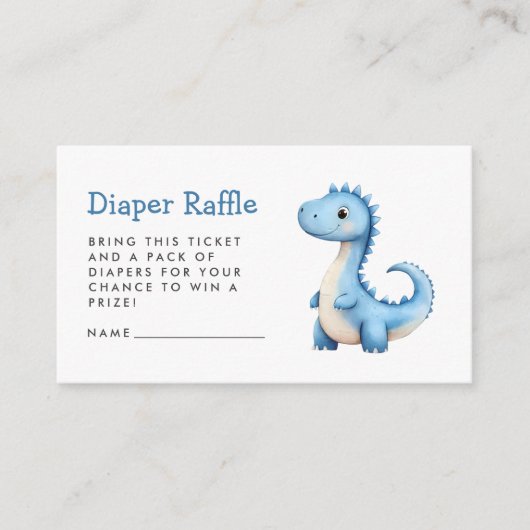 Schattigee Blauwe Dinosaurus Baby shower Luier Raf Informatiekaartje (Voorkant)