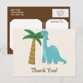 Schattigee blauwe dinosaurus dank u briefkaart (Voorkant / Achterkant)
