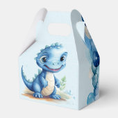 Schattigee Blauwe Dinosaurus En Ballonnen Jongen B Bedankdoosjes (Achterkant)