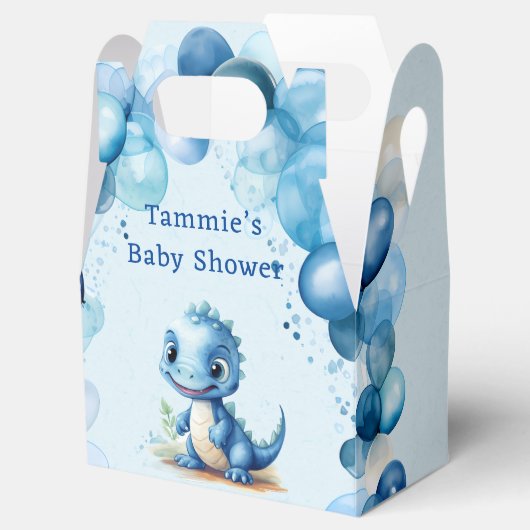 Schattigee Blauwe Dinosaurus En Ballonnen Jongen B Bedankdoosjes (Geopend)