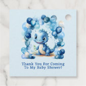 Schattigee Blauwe Dinosaurusballonnen Jongen Baby  Bedankjes Labels (Achterkant)