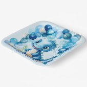 Schattigee Blauwe Dinosaurusballonnen Jongen Baby  Papieren Bordje (Gebogen)