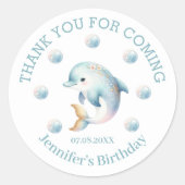 Schattigee Blauwe Dolfijn Dank U Sticker (Voorkant)