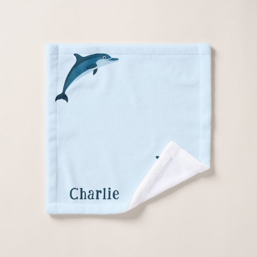 Schattigee blauwe dolfijnen kinder handdoek (Wasdoekje)