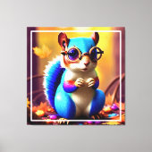 Schattigee blauwe eekhoorn met bril canvas afdruk (Voorkant)