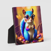 Schattigee blauwe eekhoorn met bril fotoplaat (Voorkant)