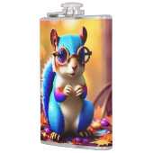 Schattigee blauwe eekhoorn met bril heupfles (Links)