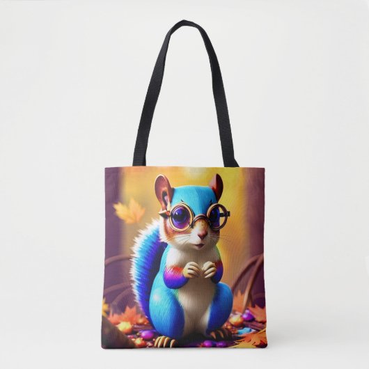 Schattigee blauwe eekhoorn met bril tote bag (Voorkant)