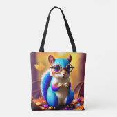 Schattigee blauwe eekhoorn met bril tote bag (Achterkant)