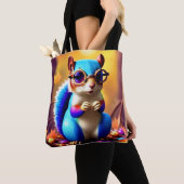 Schattigee blauwe eekhoorn met bril tote bag (Dichtbij)