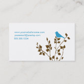 Schattigee blauwe en bruine vogel visitekaartje (Achterkant)