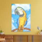 Schattigee Blauwe en Gouden Macaw Papegaai Canvas Afdruk (Insitu (Woonkamer))