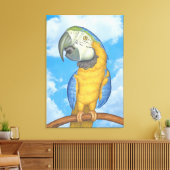 Schattigee Blauwe en Gouden Macaw Papegaai Canvas Afdruk (Insitu (Woonkamer))
