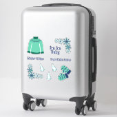 Schattigee Blauwe en Groene Winter Sticker (Koffer)