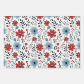 Schattigee  Blauwe en Rode Bloemen Inpakpapier Vel (Voorkant 3)