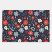 Schattigee  Blauwe en Rode Bloemen Inpakpapier Vel (Voorkant 2)